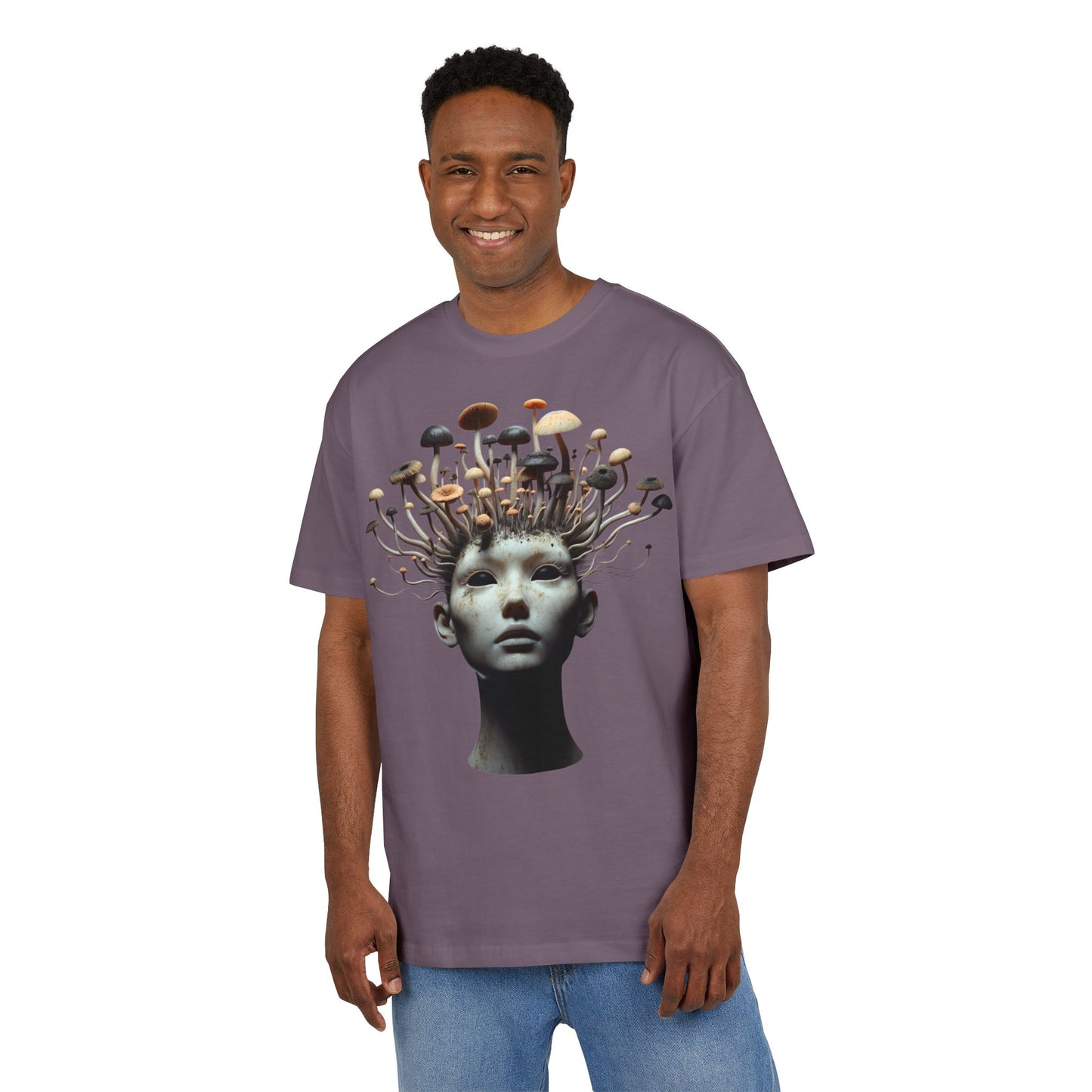 Unisex Heavy Oversize Tee - Artistic Mushroom Graphic Tee