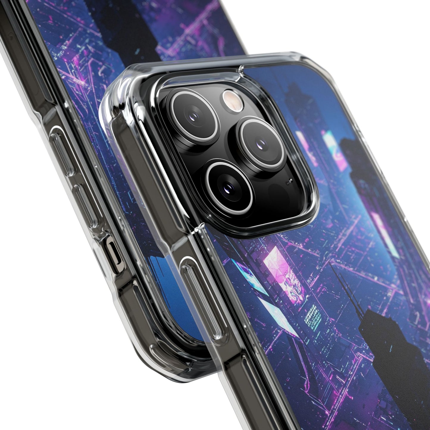 Futuristic Cityscape Phone Case, Customizable Clear Impact Case, Gift for Tech Lovers, Unique Phone Accessory, Aesthetic Cell Phone Cover
