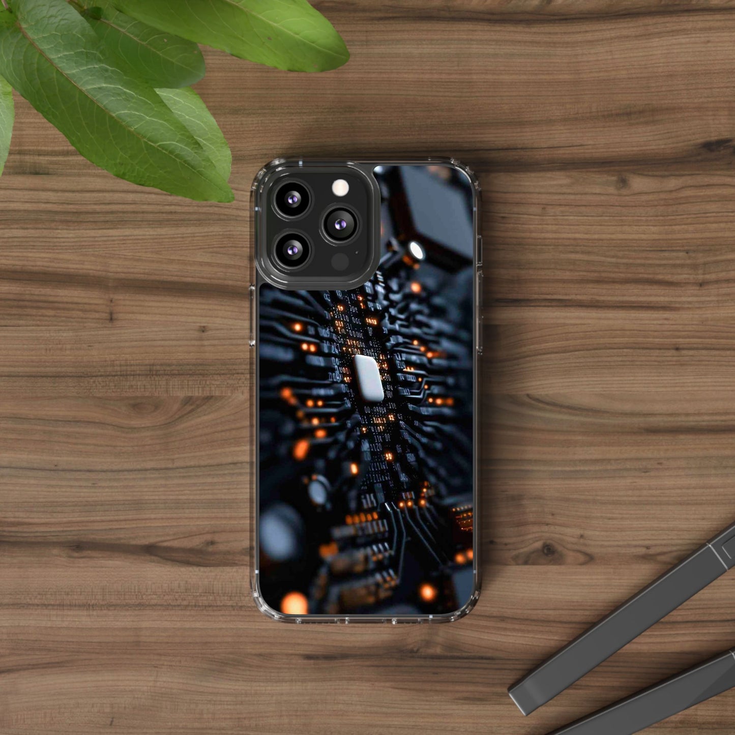 Clear Phone Case with Cyber Print