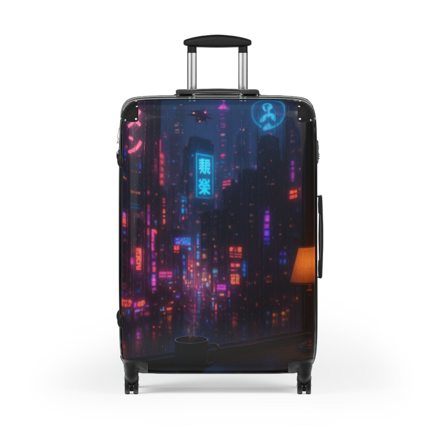 Urban Nightscape Luggage - Stylish Travel Suitcase, Neon City Design, Perfect for Adventurers, Travelers, Gifts for Explorers