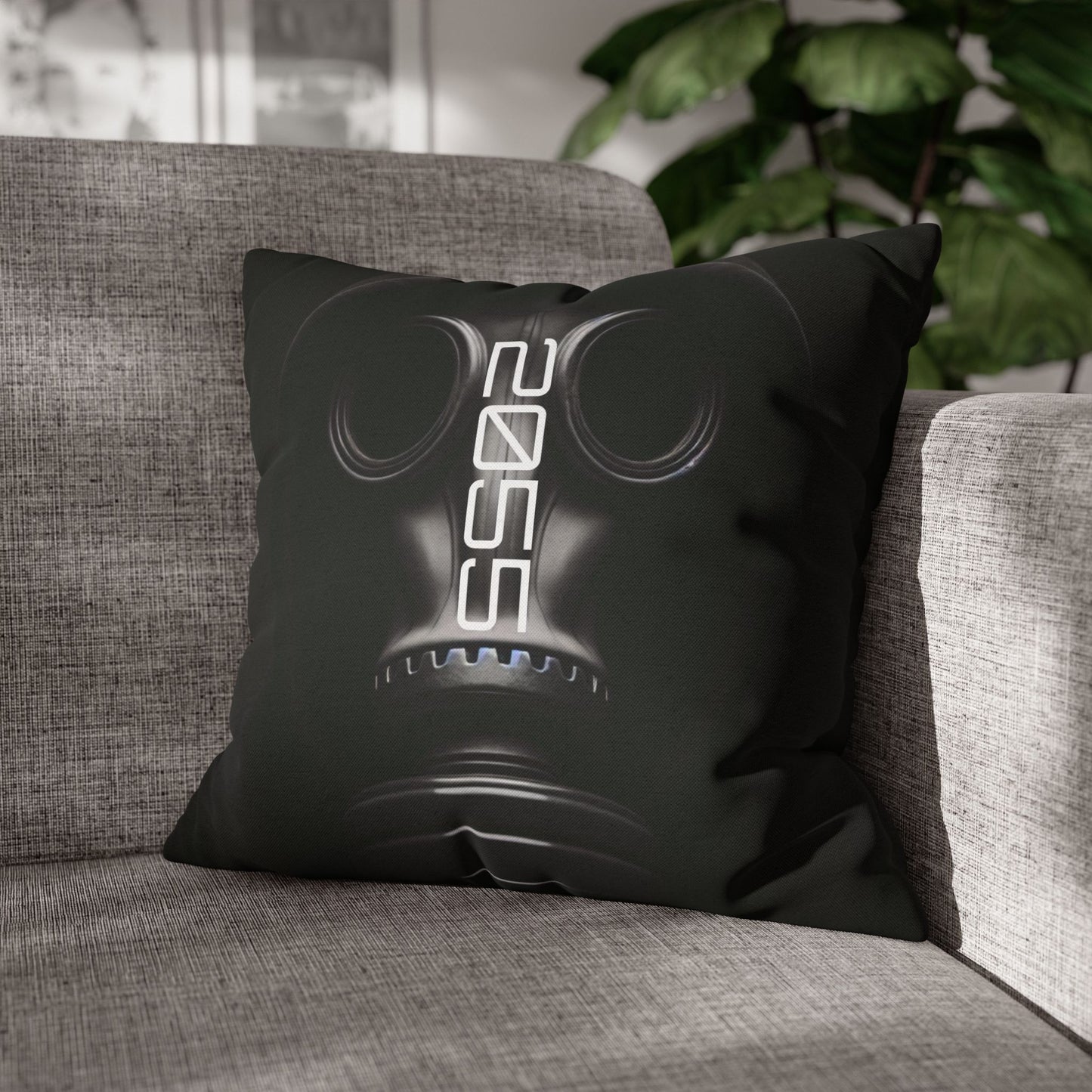 Futuristic Gas Mask Pillowcase | Modern Home Decor, Throw Pillow, Unique Gift, Sci-Fi Aesthetic, Cyberpunk Room Accents