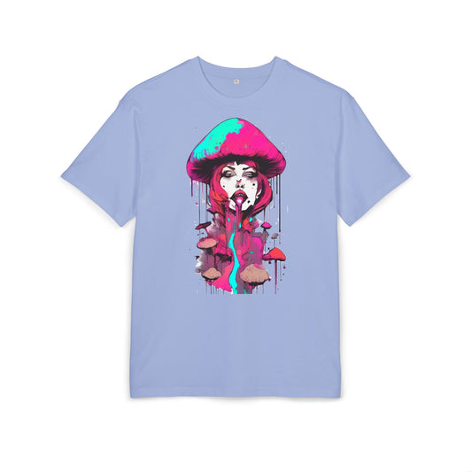 Vibrant Mushroom Art Unisex Heavy Oversize Tee, Funky T-Shirt, Artistic Casual Wear, Gift for Art Lovers, Unique Streetwear