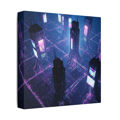 Futuristic Art Canvas, Urban Wall Decor, Retro Digital Print, Cyberpunk Artwork, Modern Home Aesthetic