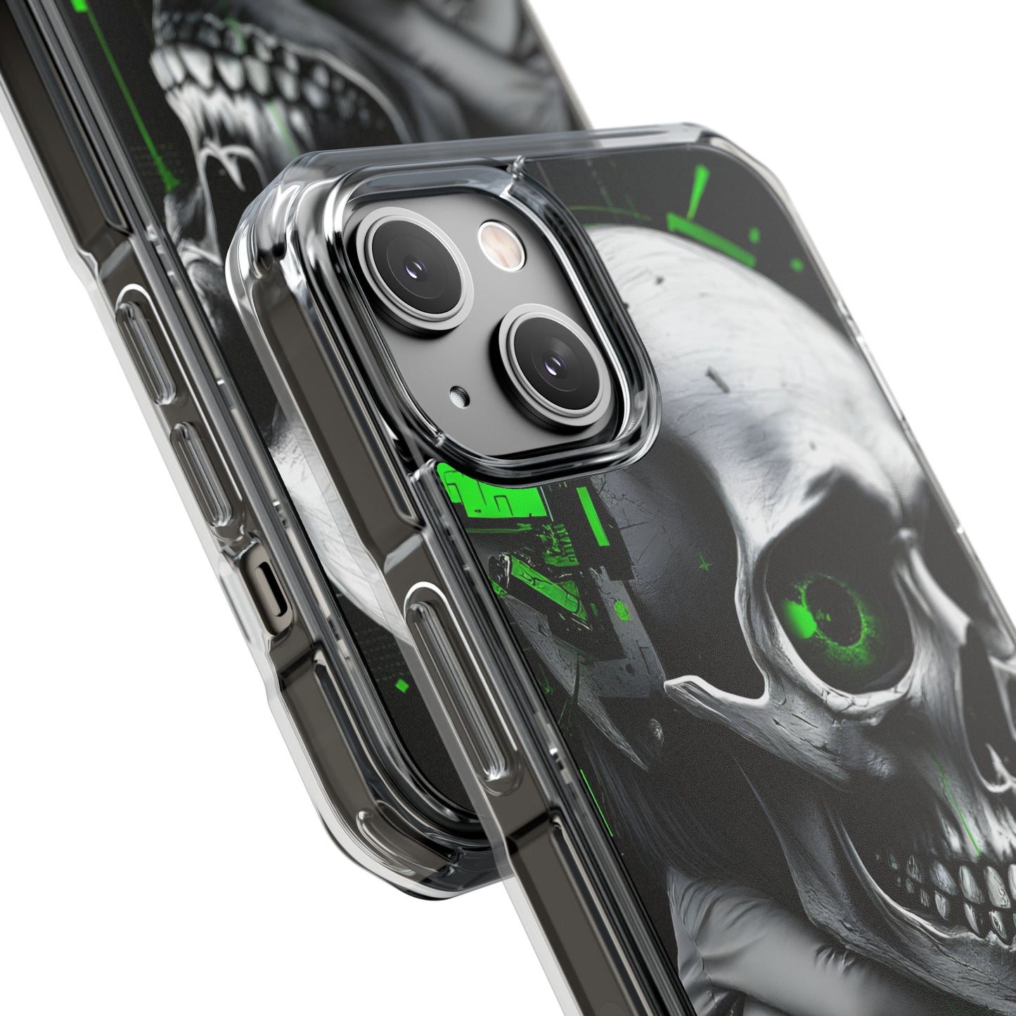 Edgy Skull Phone Case - Magnetic Clear Impact Cases, Unique Phone Cover, Goth Accessory, Halloween Gift, Stylish Tech Protection