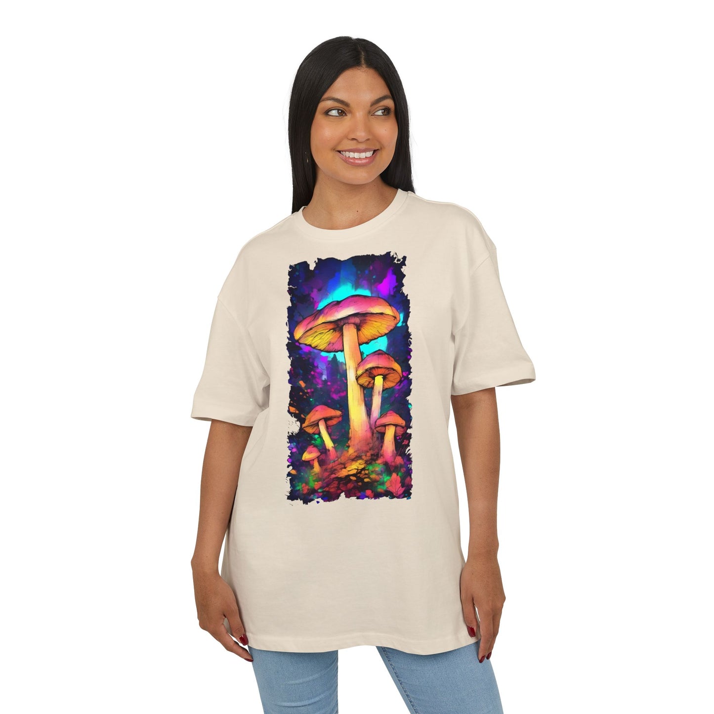 Psychedelic Mushroom Oversize Tee, Unisex Graphic Tee, Casual Summer Shirt, Gift for Nature Lovers, Festival Fashion