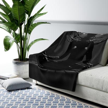 Futuristic Serenity Sherpa Fleece Blanket - Cozy Gift for Tech Lovers, Meditation, Home Decor, Relaxation