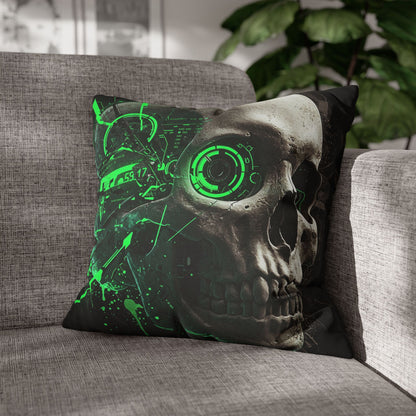 Futuristic Skull Pillowcase - Edgy Home Decor, Gothic Accessories, Cyberpunk Living Room, Halloween Decorations, Unique Gift Idea