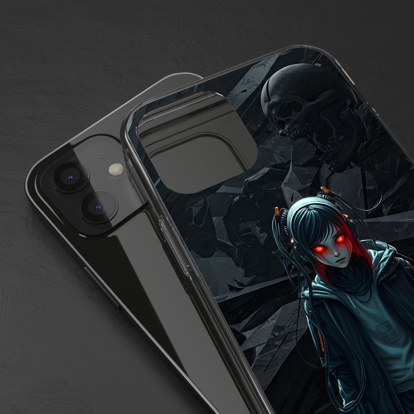 Futuristic Clear Phone Case with Cyberpunk Design - Edgy and Stylish