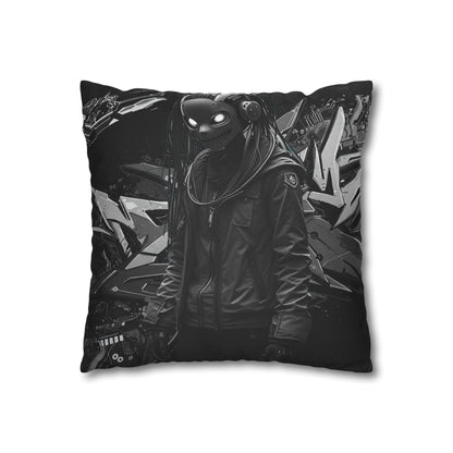 Edgy Cyberpunk Square Pillowcase - Modern Decor for Gaming Enthusiasts