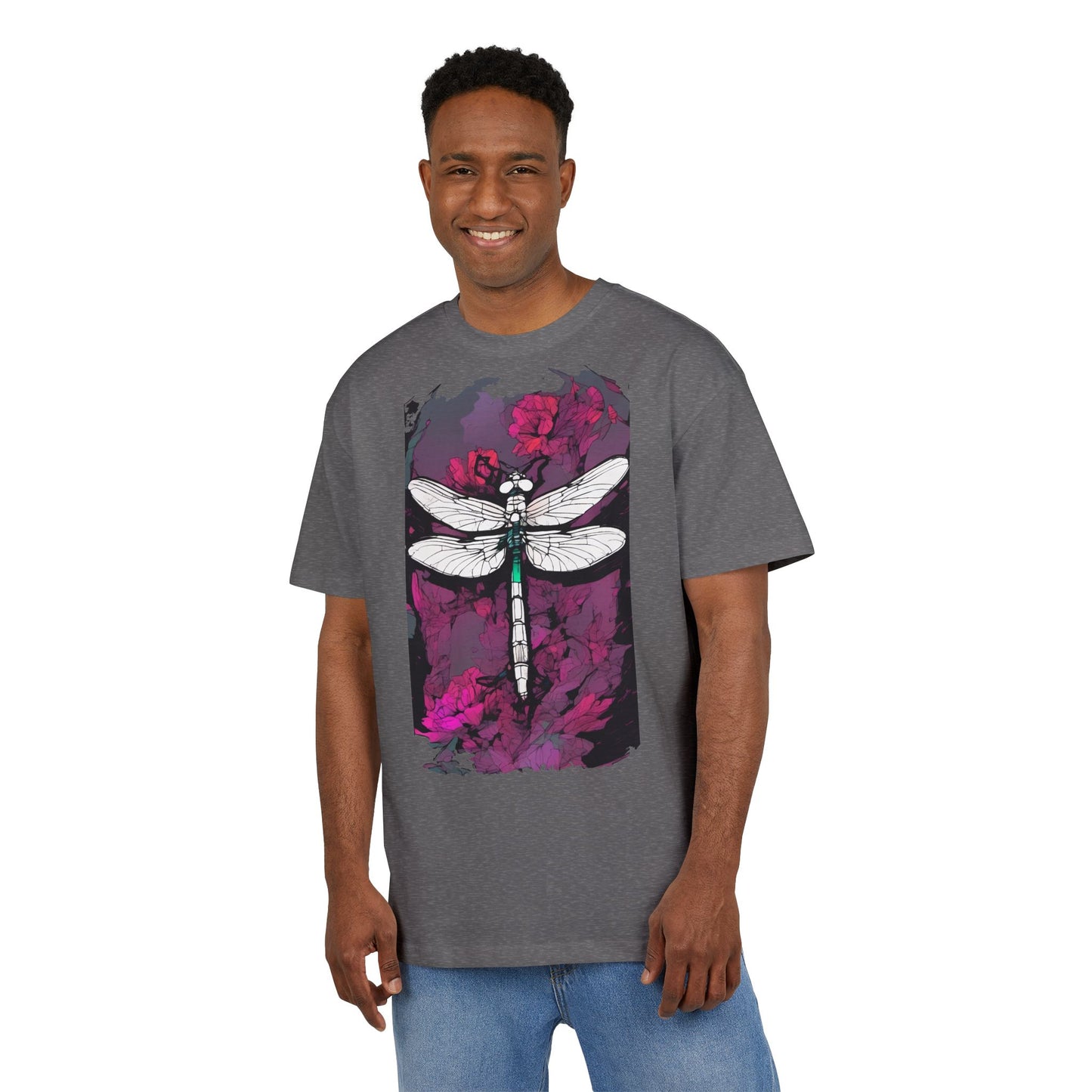 Dragonfly Art Unisex Heavy Oversize Tee, Nature Lover Shirt, Gift for Her, Artistic Tee, Summer Fashion, Relaxed Fit Clothing