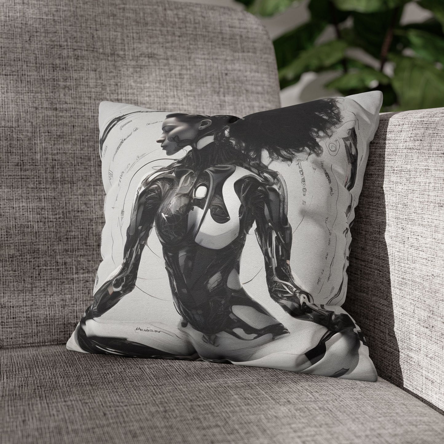 Square Pillowcase with Edgy Futuristic Design