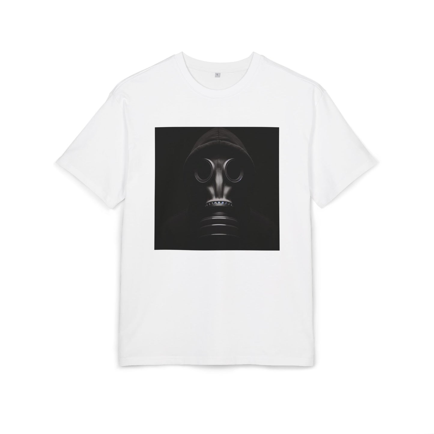 Unisex Heavy Oversize Tee with Bold Gas Mask Design, Streetwear, Artistic Tee, Gift for Trendsetters, Casual Wear, Grunge Fashion