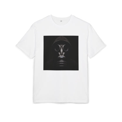 Unisex Heavy Oversize Tee with Bold Gas Mask Design, Streetwear, Artistic Tee, Gift for Trendsetters, Casual Wear, Grunge Fashion