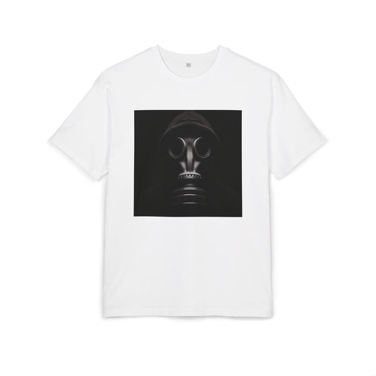 Unisex Heavy Oversize Tee with Bold Gas Mask Design, Streetwear, Artistic Tee, Gift for Trendsetters, Casual Wear, Grunge Fashion