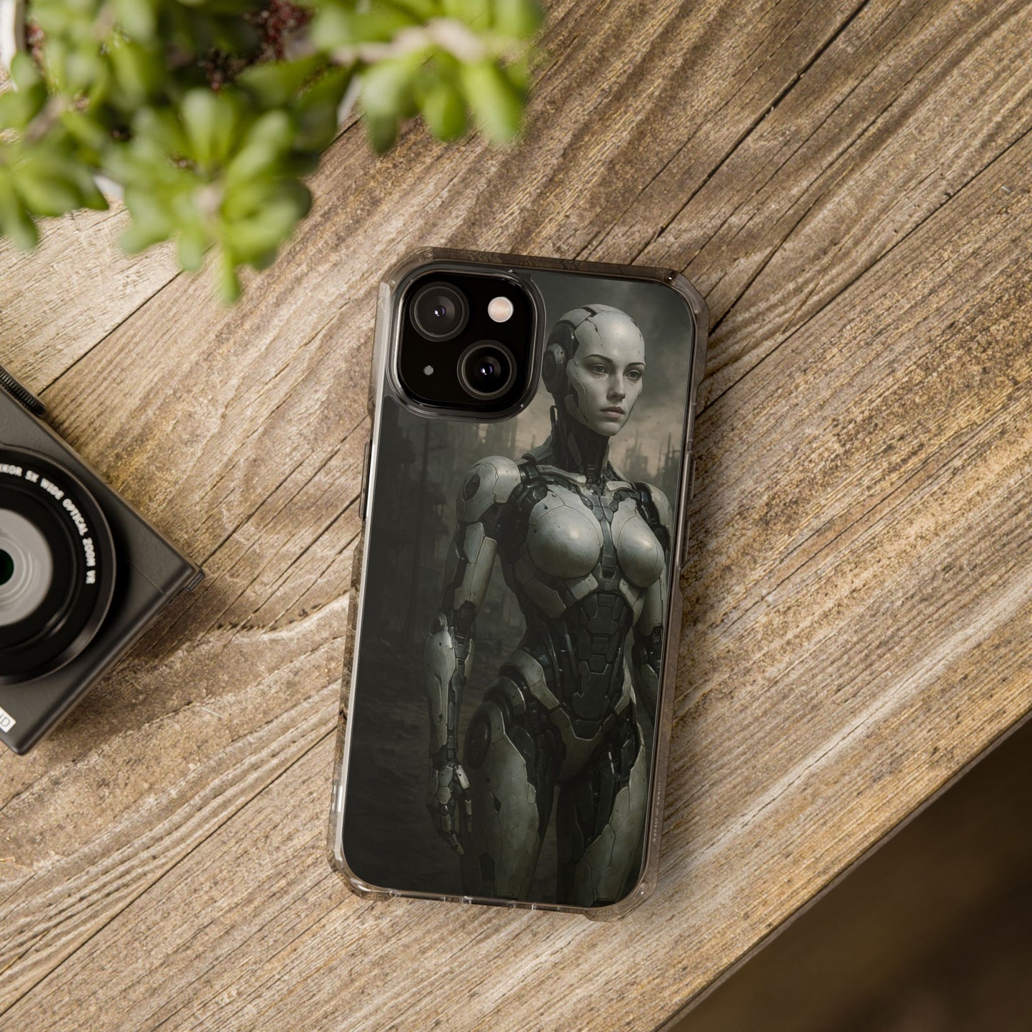 Futuristic Phone Case, Clear Impact Case with Sci-Fi Design, Smartphone Protection, Cyberpunk Aesthetic, Gift for Tech Lovers