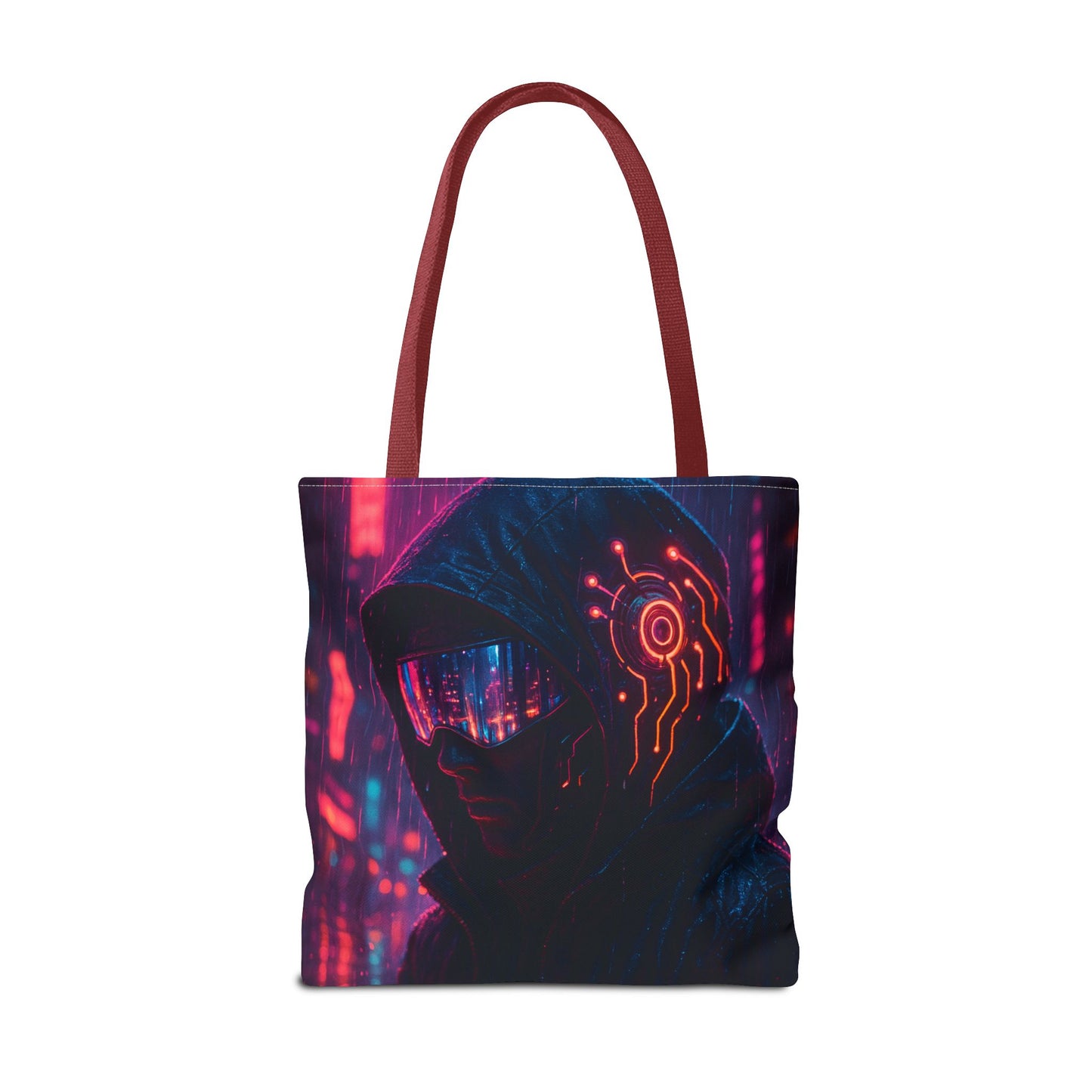 Futuristic Cyberpunk Tote Bag, Unique AOP Bag for Tech Lovers, Stylish Everyday Tote, Gift for Gamers, Sci-Fi Enthusiasts