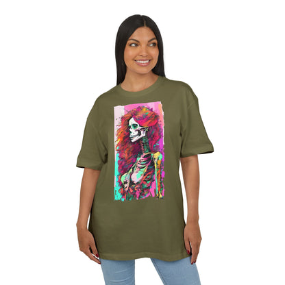 Vibrant Skeleton Art Unisex Heavy Oversize Tee, Halloween Shirt, Statement Tee, Graphic Tee, Casual Wear, Gift