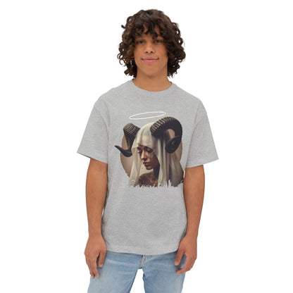 Mystical Ram Graphic Tee, Unisex Oversized Boxy Tee, Statement T-Shirt, Boho Chic Shirt, Art-Inspired Fashion, Comfortable Everyday Wear