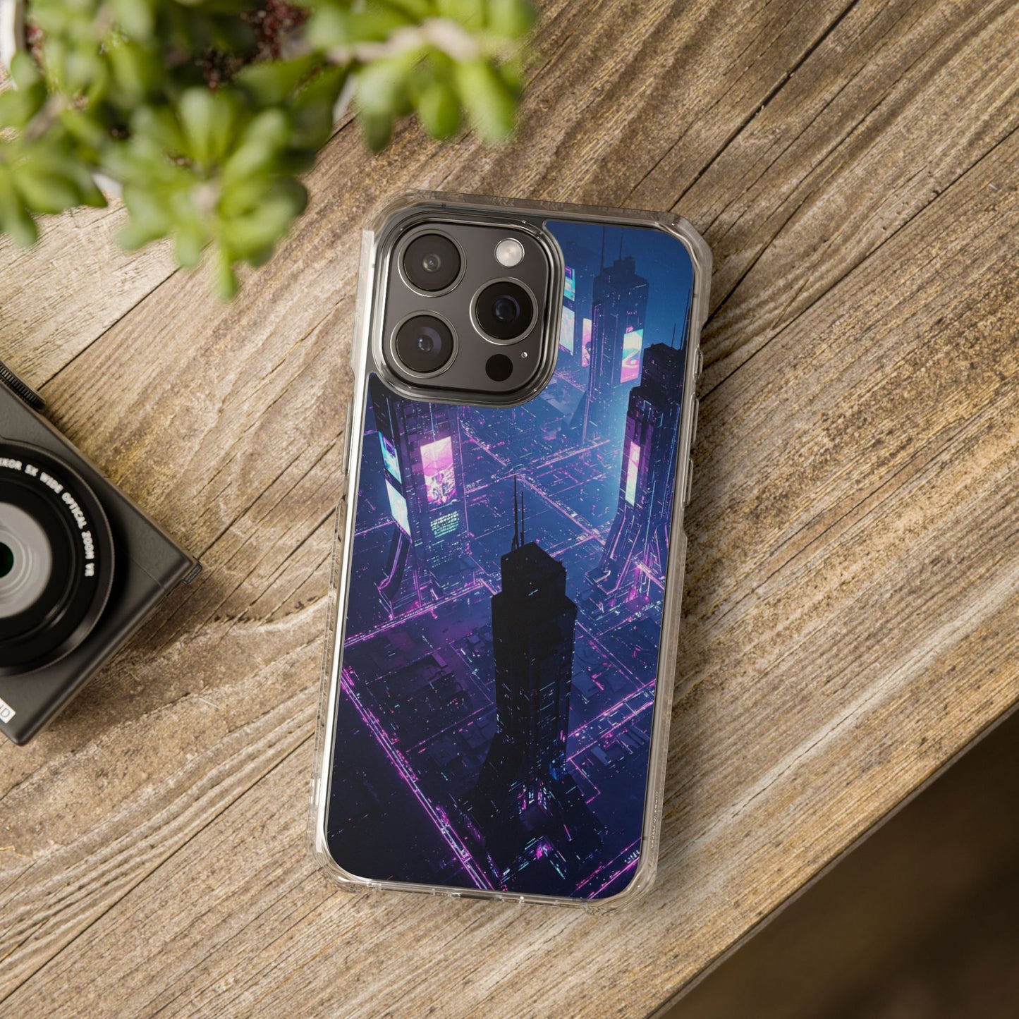Futuristic Cityscape Phone Case, Customizable Clear Impact Case, Gift for Tech Lovers, Unique Phone Accessory, Aesthetic Cell Phone Cover