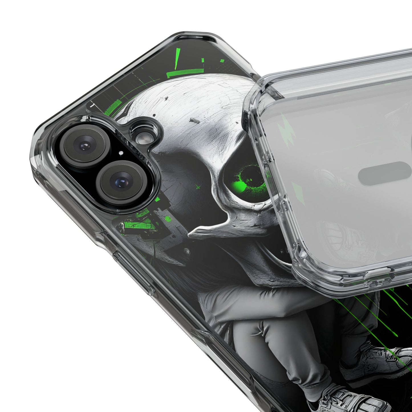 Edgy Skull Phone Case - Magnetic Clear Impact Cases, Unique Phone Cover, Goth Accessory, Halloween Gift, Stylish Tech Protection