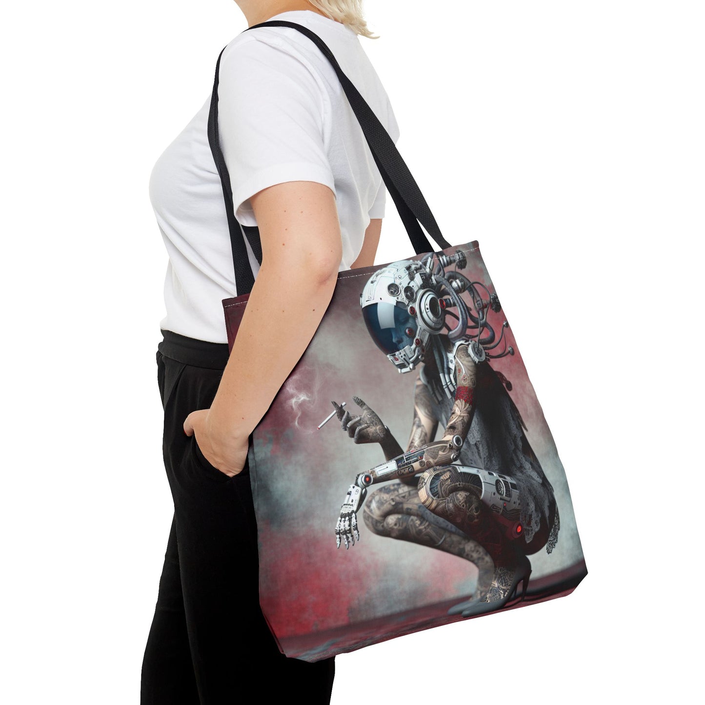 Futuristic Cyborg Tote Bag | Eco-Friendly Carryall for Sci-Fi Lovers, Gift for Tech Enthusiasts, Stylish Everyday Use
