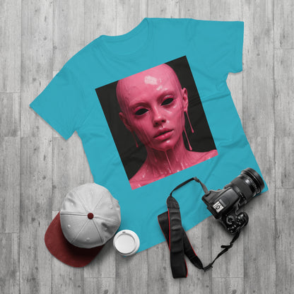 Artistic Pink Melting Face T-Shirt - Trendy Graphic Tee, Unique Gift, Statement Apparel, Festival Wear, Occasional Fashion, Street Style