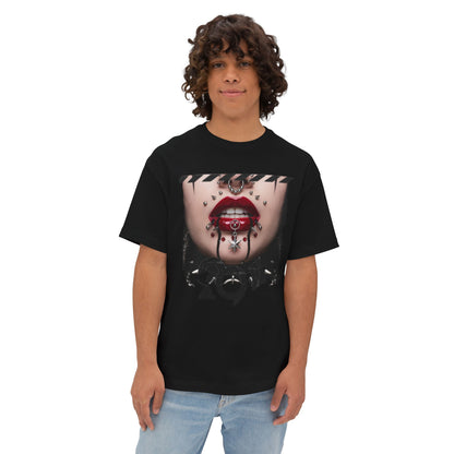 Chic Graphic Tee, Edgy Streetwear Top, Unisex Oversized T-Shirt, Artsy Casual Style, Fashion Statement Tee