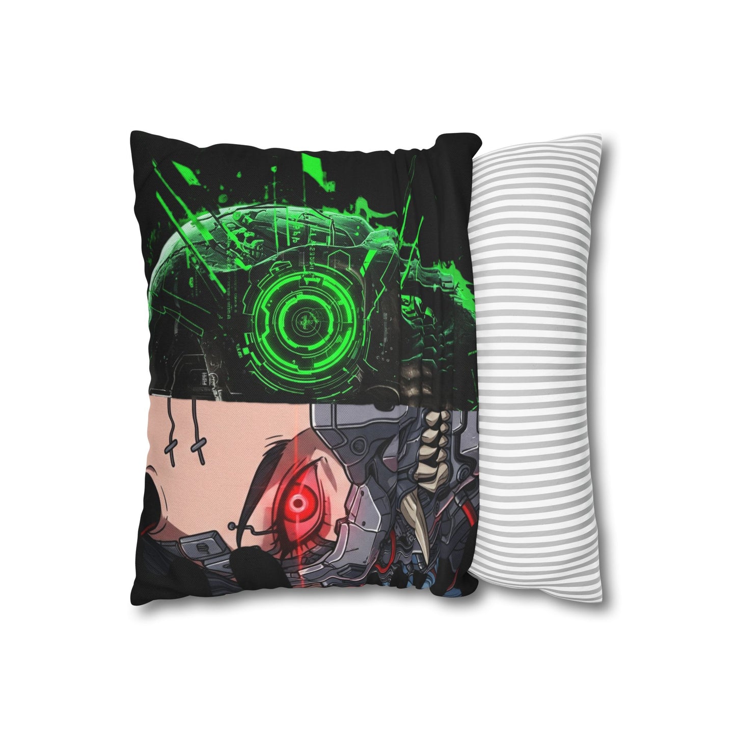 Futuristic Cyborg Pillowcase, Decorative Pillow Cover, Cyberpunk Home Decor, Gift for Sci-Fi Lovers, Gaming Room Accessory