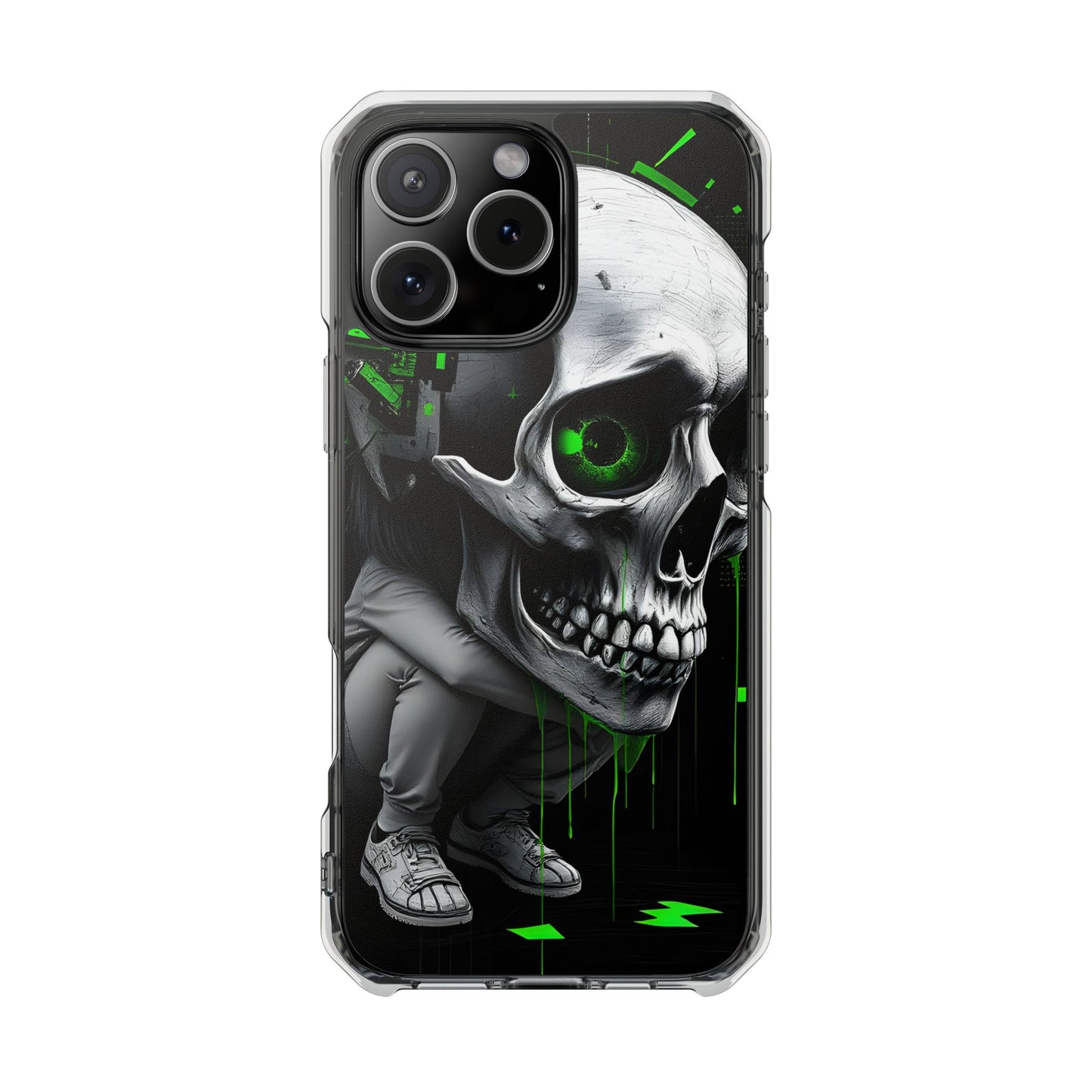 Edgy Skull Phone Case - Magnetic Clear Impact Cases, Unique Phone Cover, Goth Accessory, Halloween Gift, Stylish Tech Protection