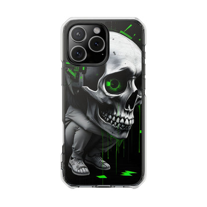 Edgy Skull Phone Case - Magnetic Clear Impact Cases, Unique Phone Cover, Goth Accessory, Halloween Gift, Stylish Tech Protection