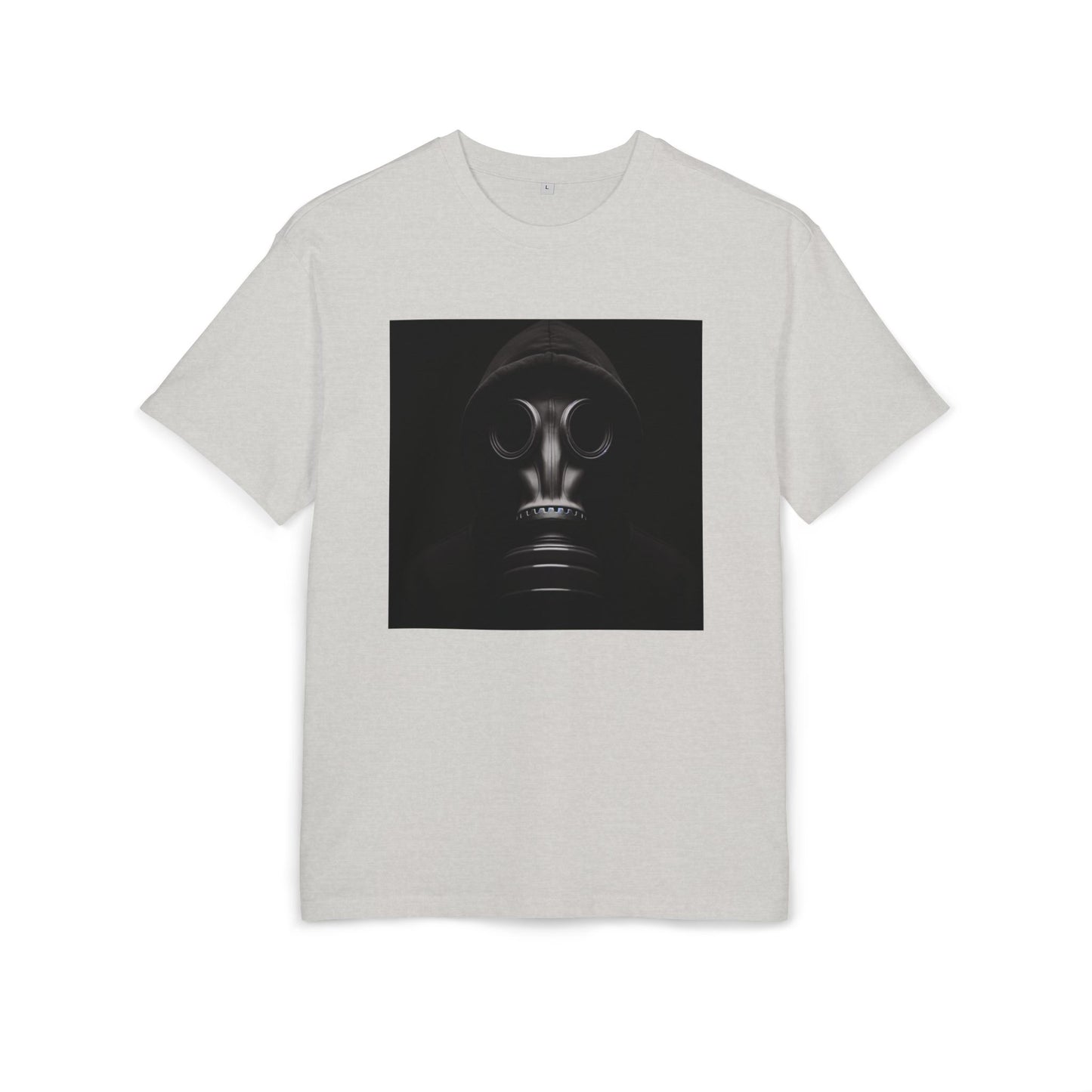 Unisex Heavy Oversize Tee with Bold Gas Mask Design, Streetwear, Artistic Tee, Gift for Trendsetters, Casual Wear, Grunge Fashion