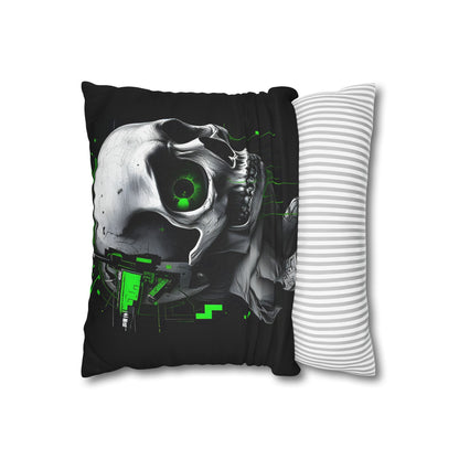 Edgy Skull Pillowcase | Gaming Decor, Modern Home Accent, Halloween Gift, Unique Couch Pillow, Cyberpunk Style