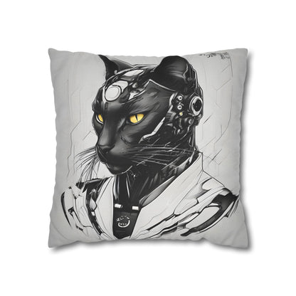 Square Pillowcase with Edgy Futuristic Cat Design
