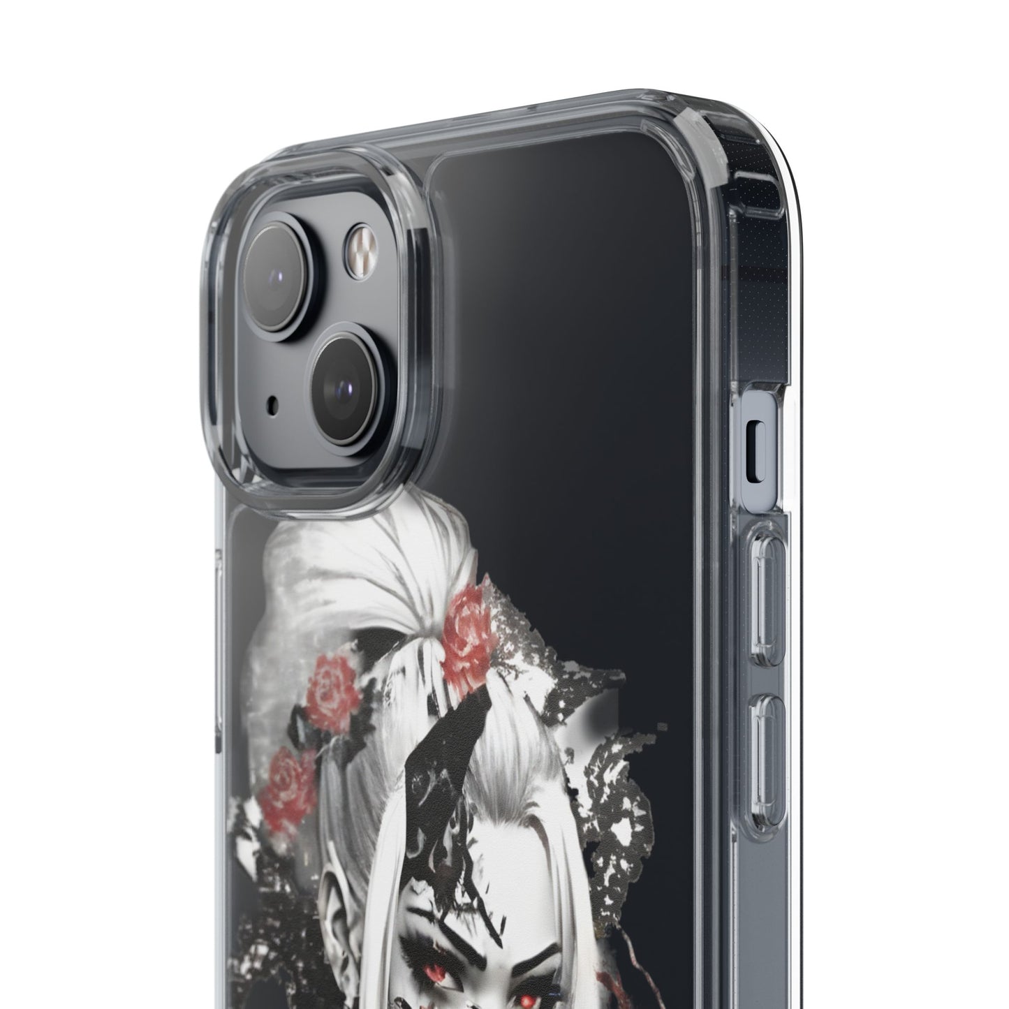 Artistic Clear Phone Case with Floral Design