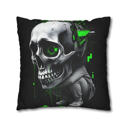 Edgy Skull Pillowcase | Gaming Decor, Modern Home Accent, Halloween Gift, Unique Couch Pillow, Cyberpunk Style