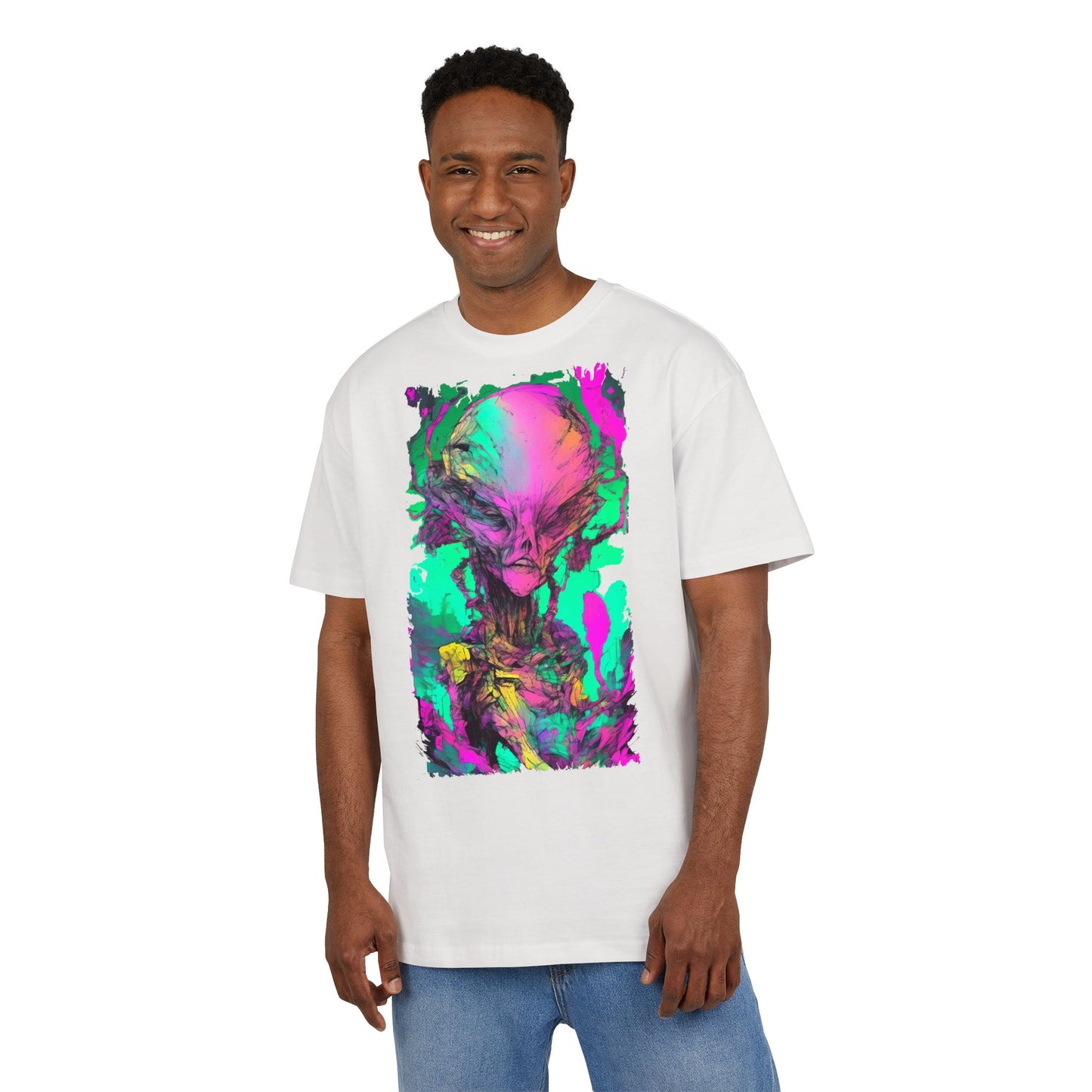 Alien Art Unisex Oversize Tee, Graphic Tee, Casual Style, Streetwear, Unique Gift, Statement Piece