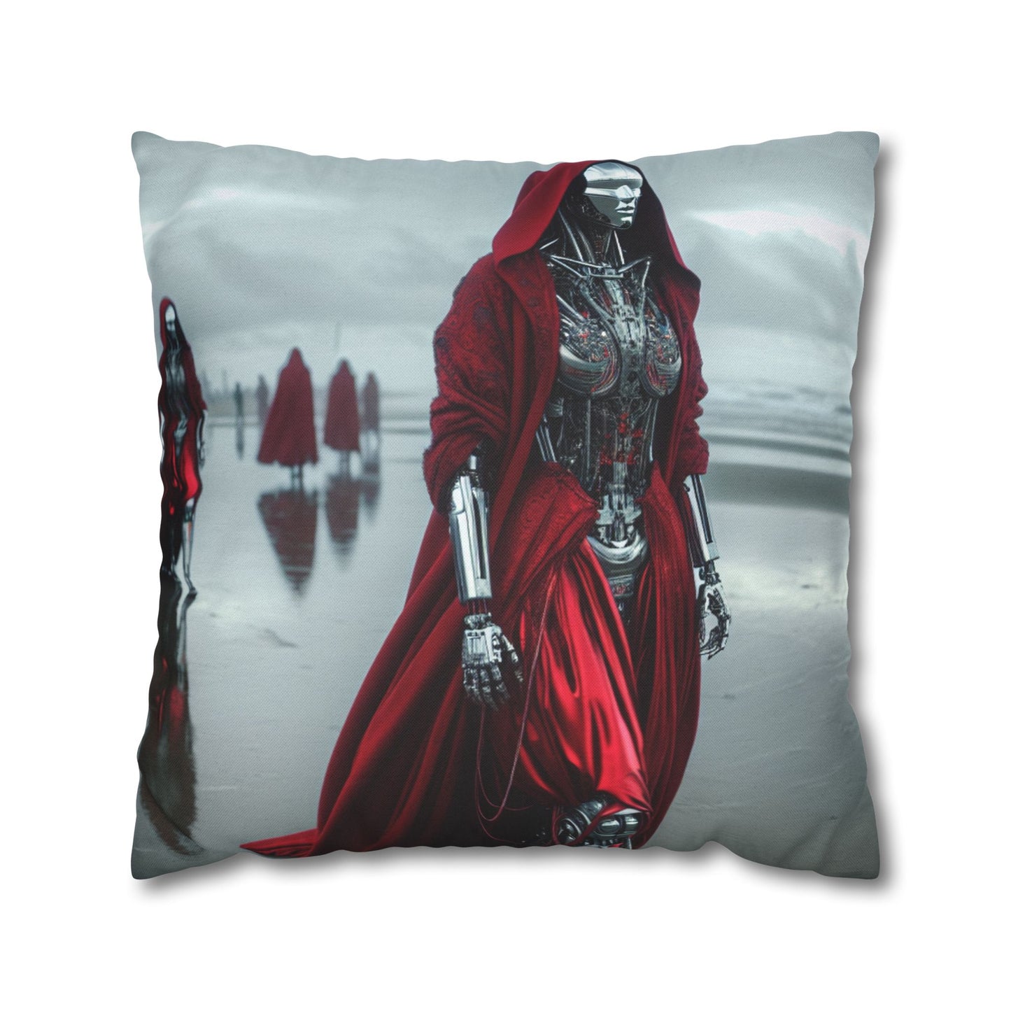 Futuristic Robot Art Pillowcase, Decorative Cushion Cover, Modern Home Decor, Gift for Sci-Fi Lovers, Unique Throw Pillow