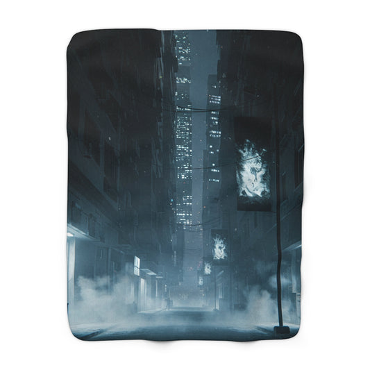 Cozy Urban Night Sherpa Fleece Blanket - Soft & Warm, Perfect for Home Decor
