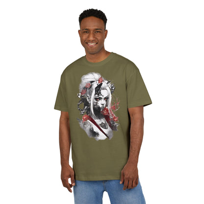 Artistic Unisex Heavy Oversize Tee - Bold Floral Graphics