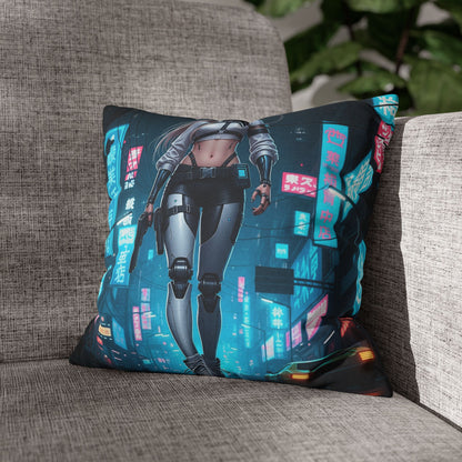Futuristic Cyberpunk Pillowcase, Cozy Home Decor, Modern Sofa Cushion, Unique Gift for Gamers, Bedroom Accent