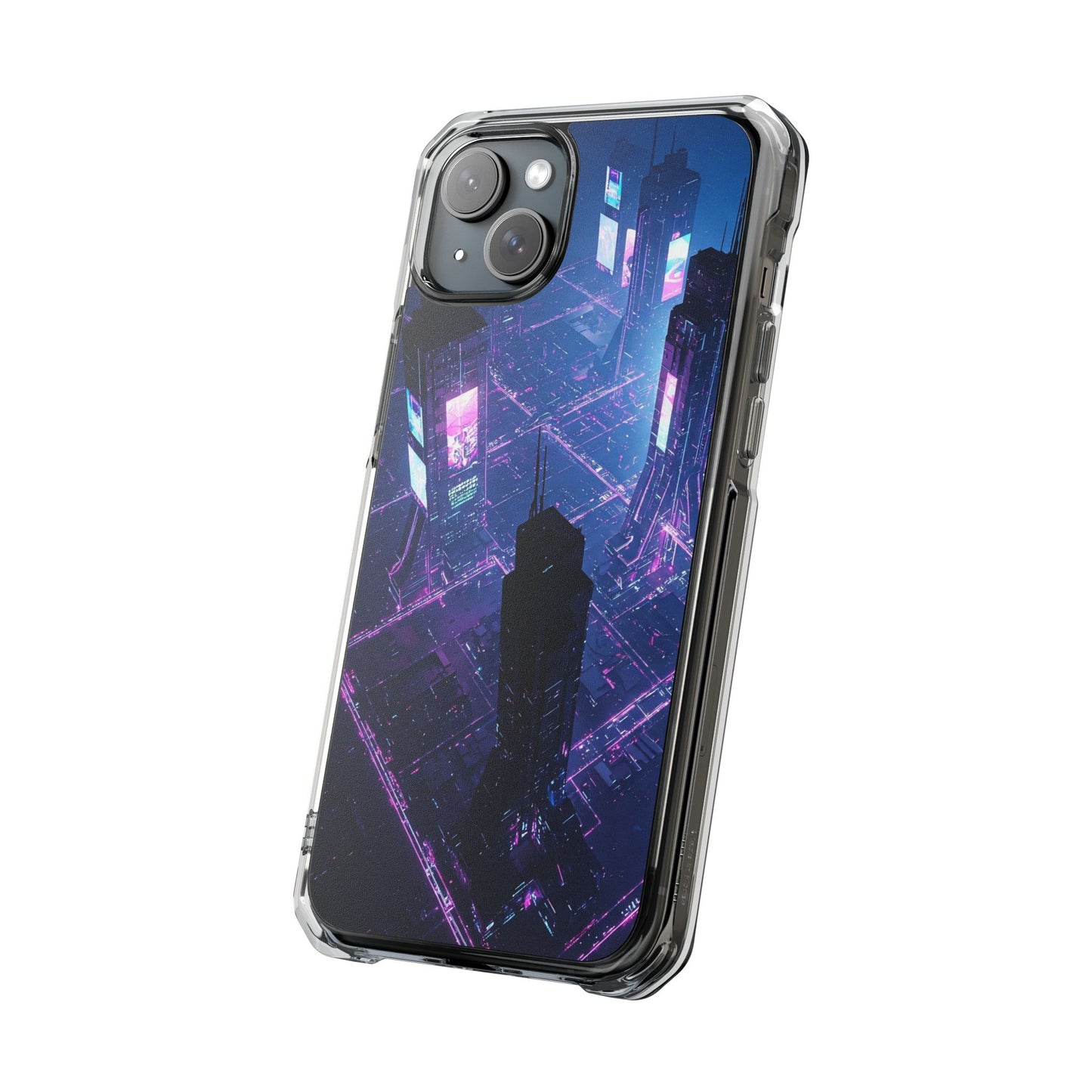Futuristic Cityscape Phone Case, Customizable Clear Impact Case, Gift for Tech Lovers, Unique Phone Accessory, Aesthetic Cell Phone Cover