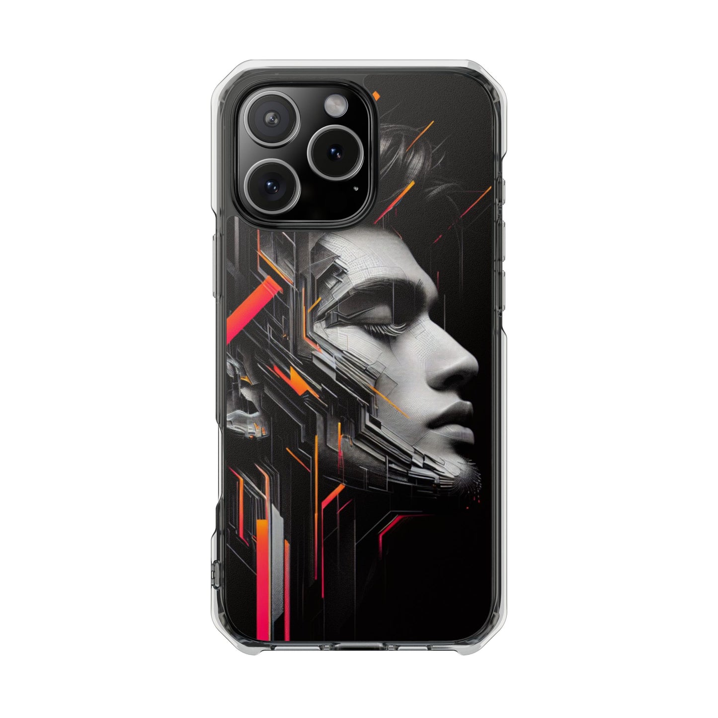 Magnetic Clear Impact Cases with Abstract Graphic, Stylish Phone Protection, Modern Gift for Tech Lovers, Unique Case