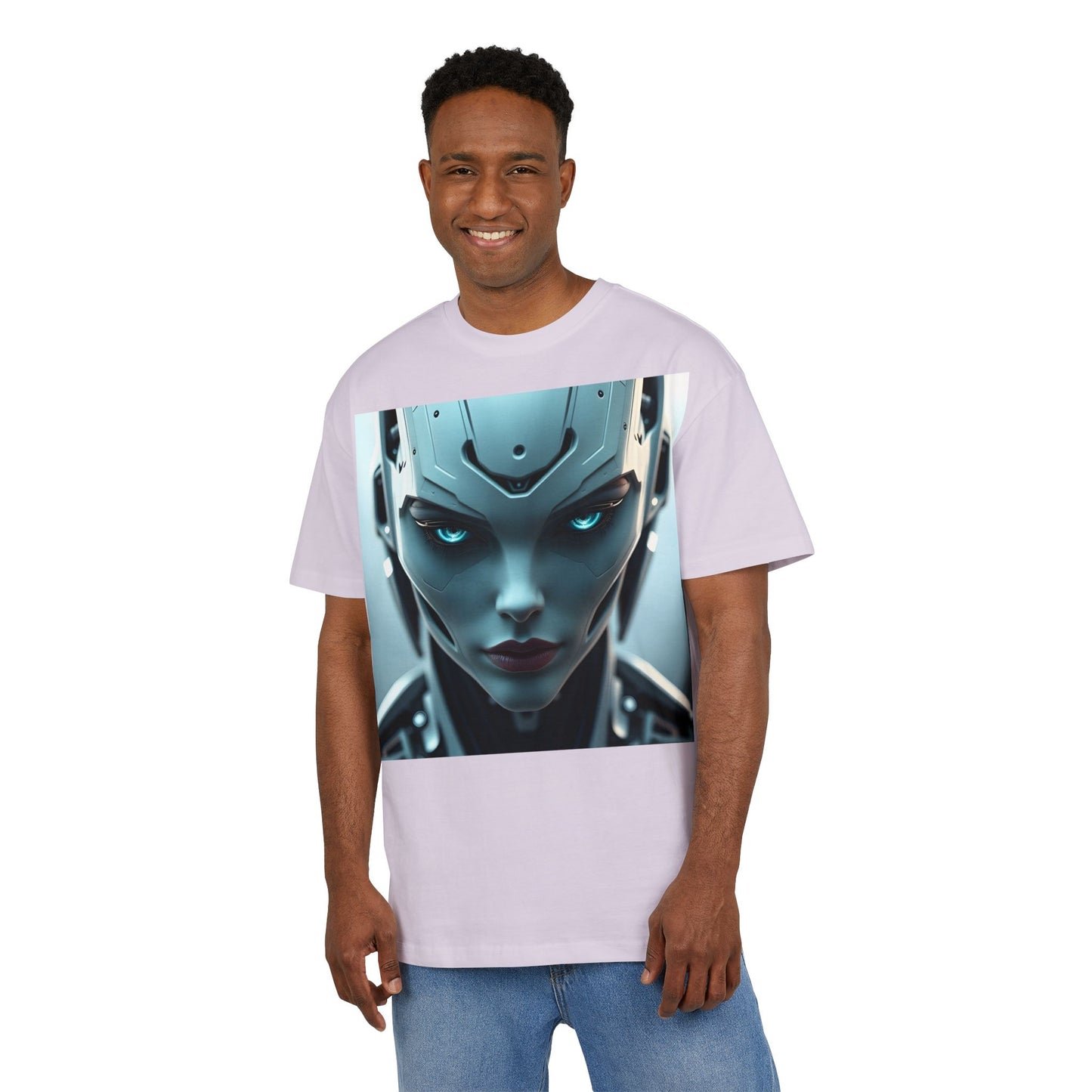 Futuristic Robot Oversize Tee, Cyberpunk Fashion, Unisex Graphic T-Shirt, Tech-Inspired Apparel, Unique Gift for Geeks