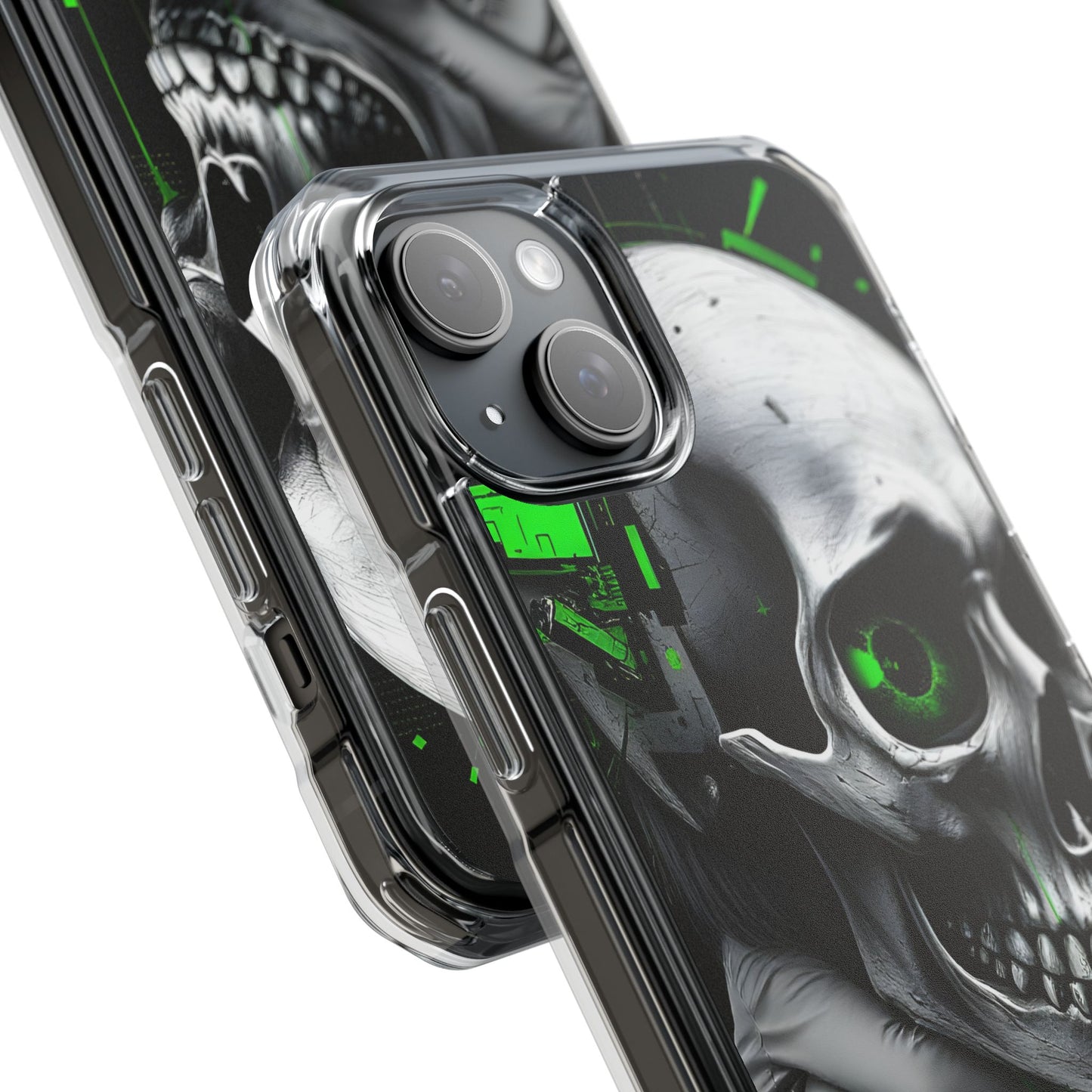 Edgy Skull Phone Case - Magnetic Clear Impact Cases, Unique Phone Cover, Goth Accessory, Halloween Gift, Stylish Tech Protection