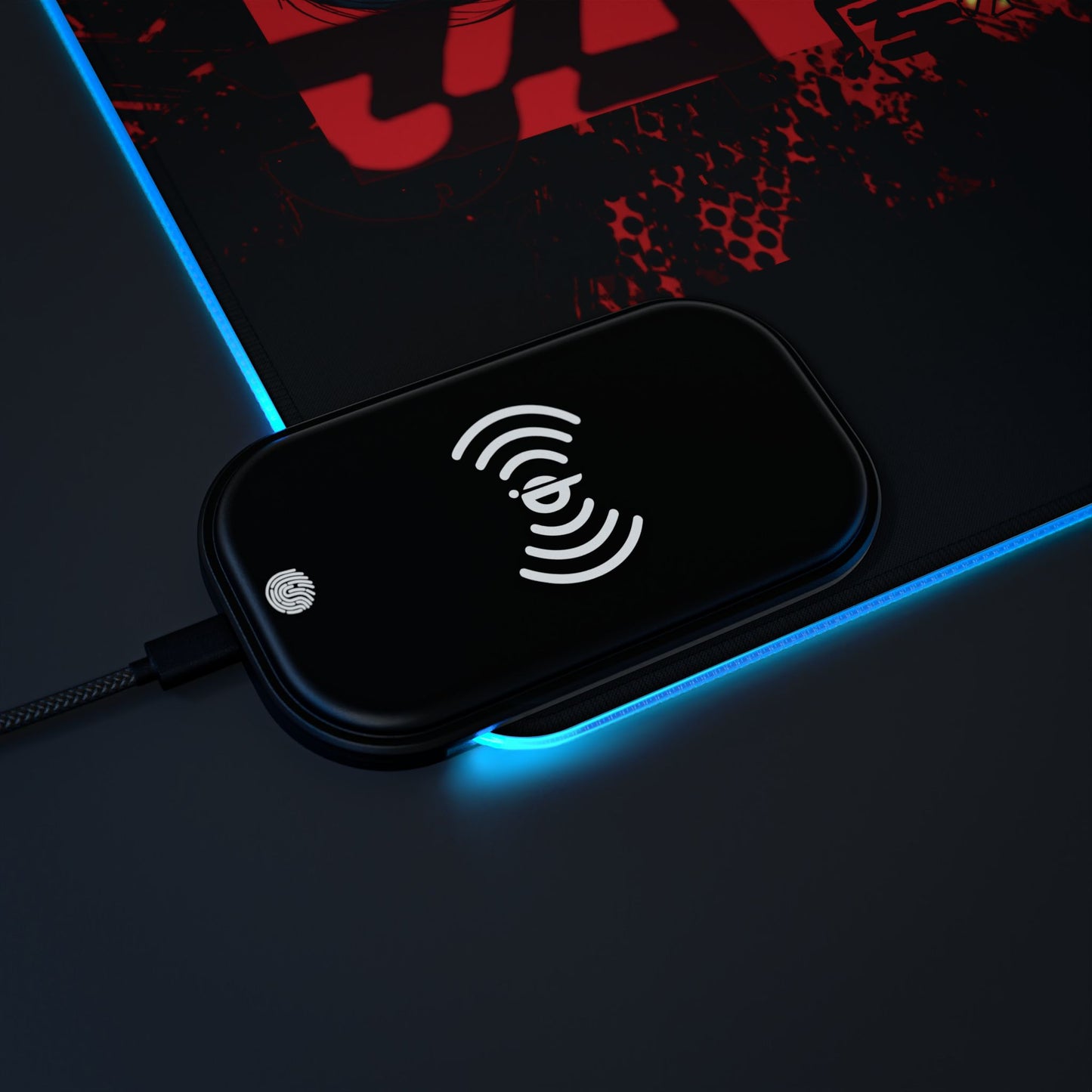LED Gaming Mouse Pad with Wireless Charging - Cyberpunk Design, Gamer Essential, Desk Accessory, LED RGB, Perfect Gift for Gamers