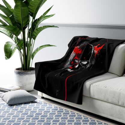 Sherpa Fleece Blanket with Dark Skull Horror Design