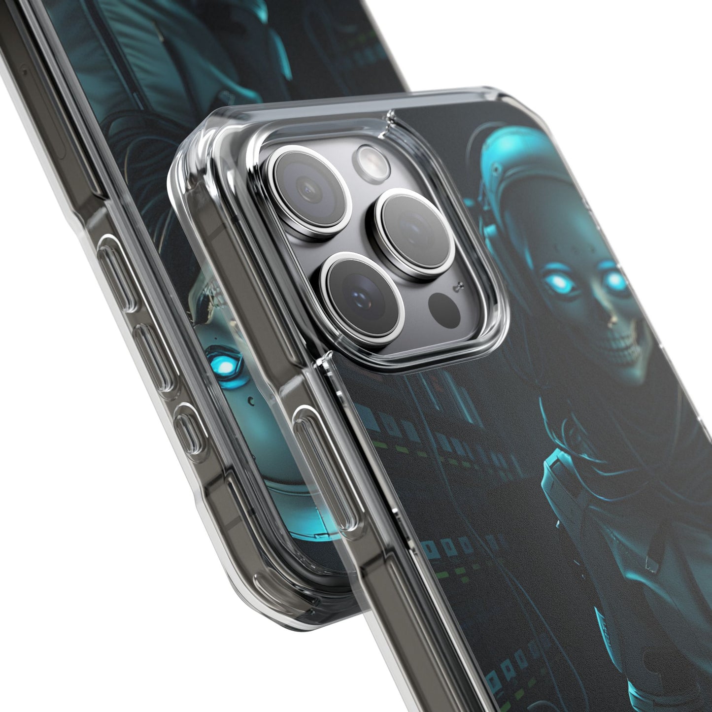 Futuristic Robot Phone Case, Magnetic Clear Impact Case, Unique Gift for Tech Lovers, Protective Smartphone Accessory, Cyberpunk Style