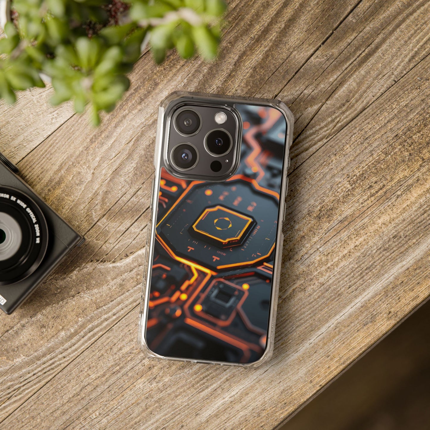Futuristic Magnetic Phone Case, Clear Impact Case, Stylish Tech Accessory, Gifts for Tech Enthusiasts, Unique Phone Cover