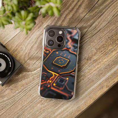 Futuristic Magnetic Phone Case, Clear Impact Case, Stylish Tech Accessory, Gifts for Tech Enthusiasts, Unique Phone Cover
