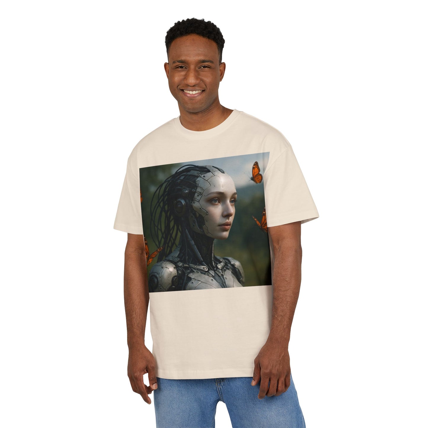 Futuristic Robot Graphic Tee, Oversize T-Shirt, Unisex Relaxed Fit Shirt, Casual Wear, Gift for Tech Lovers